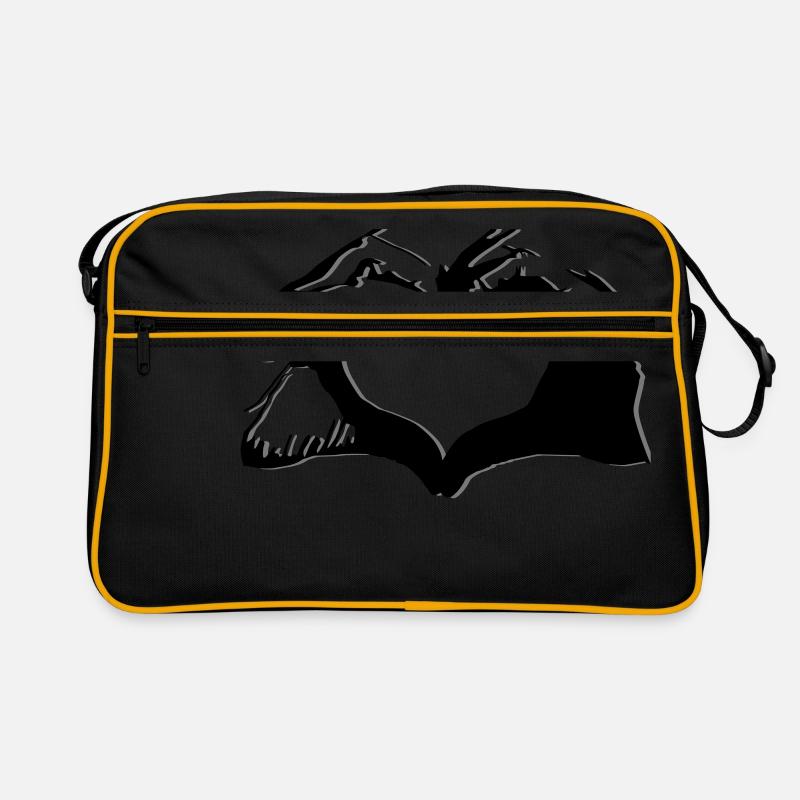 Hände formen Herz - herzliches Design - Retro Tasche - Schwarz/Gold