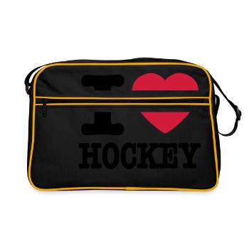 i love hockey - Retro Tasche - Schwarz/Gold - Vorne