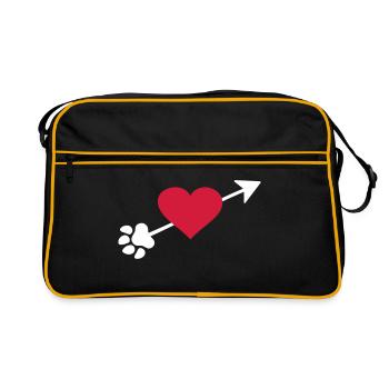 Chien Patte Chien Patte Chien Amour Chien Coeur - Sac Retro - noir/or - Devant