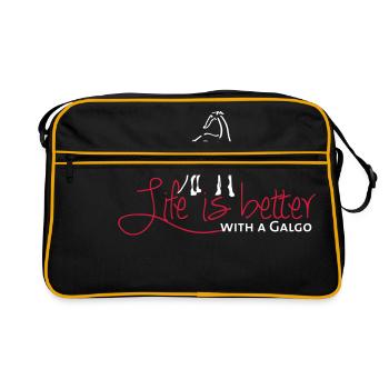Life is better Galgo - Retro Bag - black/gold - Front