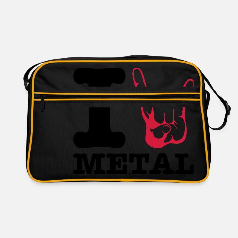 I love Metal !!! Horns - Retro Tasche - Schwarz/Gold