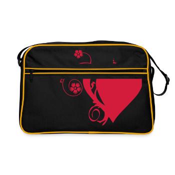 floral heart whole.3 small frills - Retro Bag - black/gold - Front