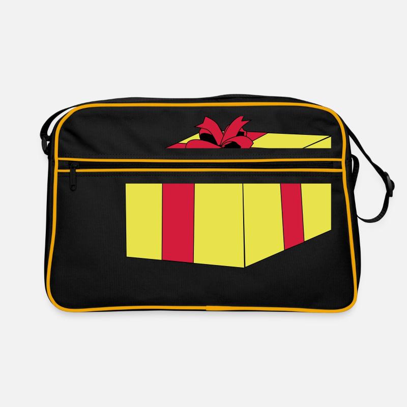 Geschenk verpackt Überraschung Schleife Paket Retro Tasche