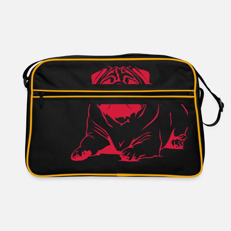Mops - liegend Retro Tasche