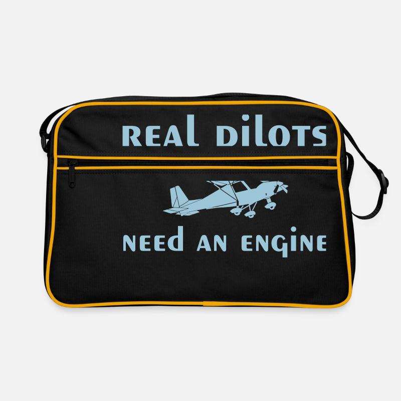 Pilot C42 Motorflugzeug Ultraleichtflugzeug - Retro Tasche - Schwarz/Gold