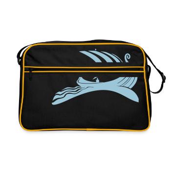 Viking Wikinger Boat Schiff - Retro Tasche - Schwarz/Gold - Vorne