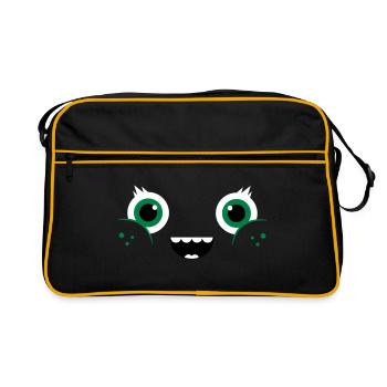 Drôle et mignon de Kawaii Visage Comic / Smiley - Sac Retro - noir/or - Devant