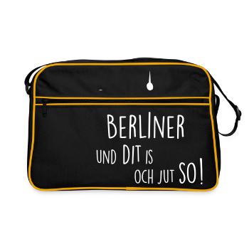 ick bin een Berliner Berlin Mundart - Retro Tasche - Schwarz/Gold - Vorne