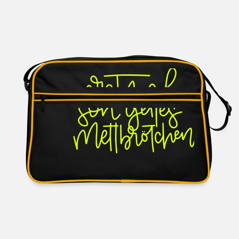 Erstmal son geiles Mettbrötchen - Retro Tasche - Schwarz/Gold