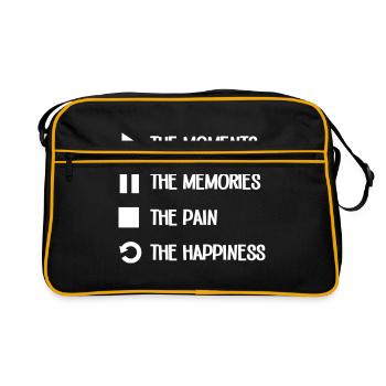 Lecture Pause Arrêter Répéter Musique - Sac Retro - noir/or - Devant