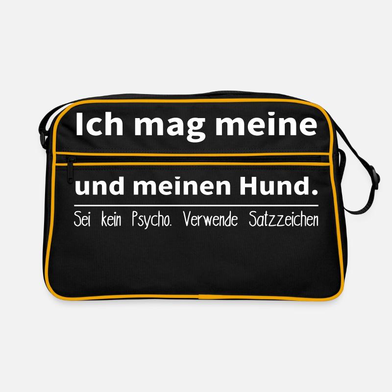 Sei kein Psycho. Verwende Satzzeichen! - Retro Tasche - Schwarz/Gold