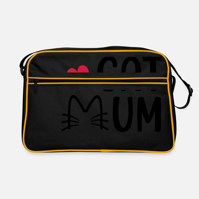 Katze - Retro Tasche - Schwarz/Gold