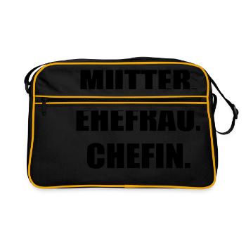 Mutter Ehefrau Chefin - Retro Tasche - Schwarz/Gold - Vorne