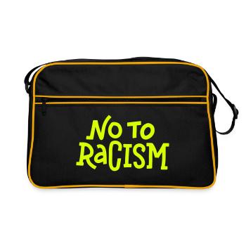 No to Racism - Retro Tasche - Schwarz/Gold - Vorne