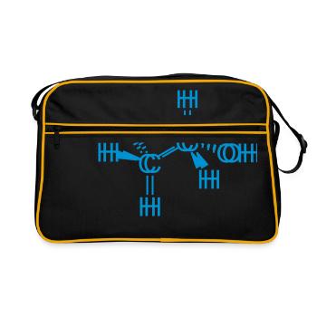 Ethanol Alcohol Molecule seen drunk. - Retro Bag - black/gold - Front