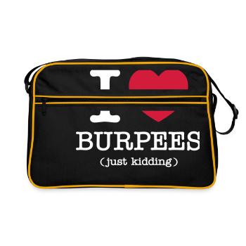 I (Heart) Burpees (Just Kidding) - Retro Tasche - Schwarz/Gold - Vorne