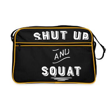 shut up and squat - Retro Tasche - Schwarz/Gold - Vorne