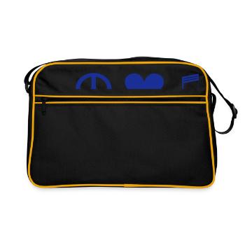 PEACE LOVE MUSIC - Retro Bag - black/gold - Front