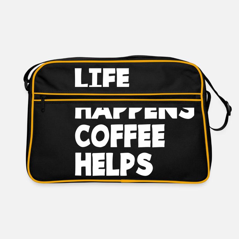 Leben Kaffee hilft Koffein Müde Lustig Spruch Retro Tasche