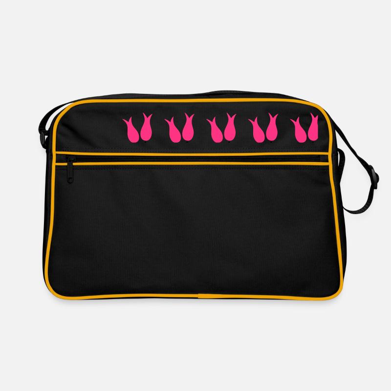 Tulips in a row - pink - Retro Bag - black/gold