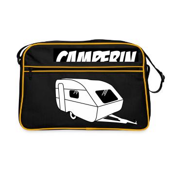 Camperin - Die besten Frauen der Welt! - Retro Tasche - Schwarz/Gold - Vorne