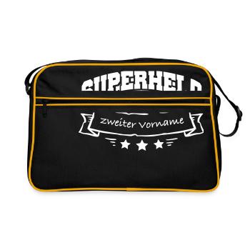 Vorname Superheld - Retro Tasche - Schwarz/Gold - Vorne