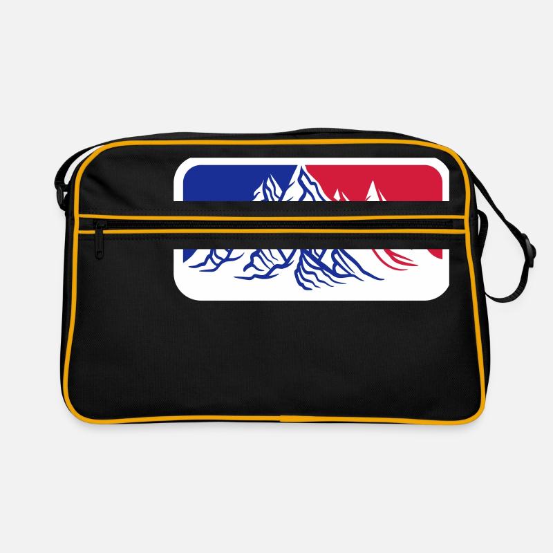 rot blau logo berge huegel alpen wandern urlaug fe Retro Tasche