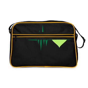 Pulse, coeur, vert, fréquence,nature, vegan, forêt - Sac Retro - noir/or - Devant