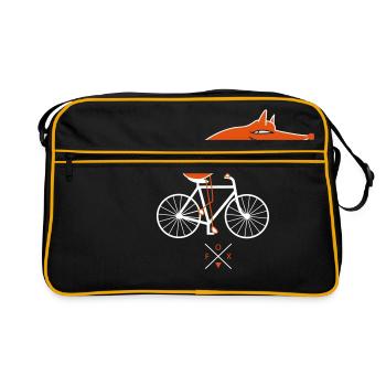 Schlauer Fahrradfahrer (b) - Retro Tasche - Schwarz/Gold - Vorne