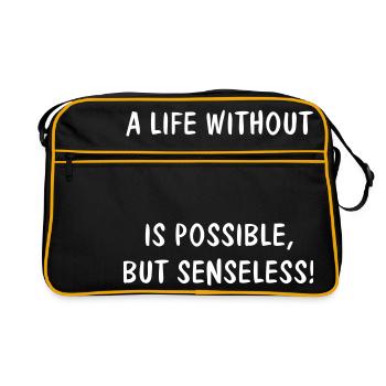 A LIFE WITHOUT (YOUR TEXT) IS POSSIBLE, BUT - Retro Bag - black/gold - Front