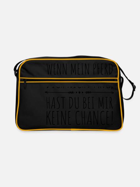 wenn mein Pferd dich nicht mag... - Retro Tasche - Schwarz/Gold - Vorne