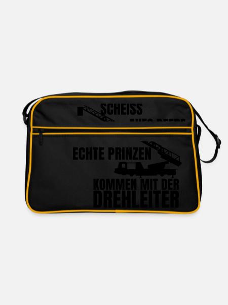 feuerwehr scheiss aufs Pferd echte Prinzen kommen - Retro Tasche - Schwarz/Gold - Vorne