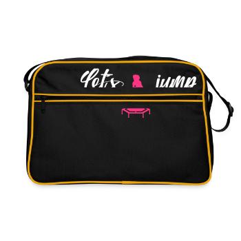 jumping trampolin girl jumpen jump Geschenk - Retro Tasche - Schwarz/Gold - Vorne