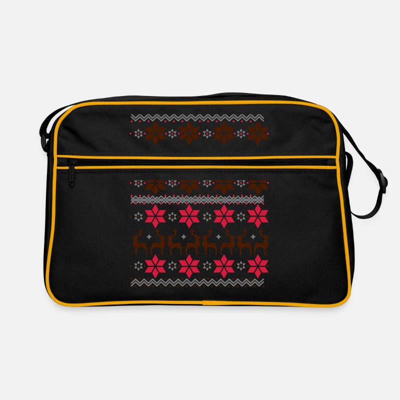 Poinsettia pattern and reindeer pattern Retro Bag
