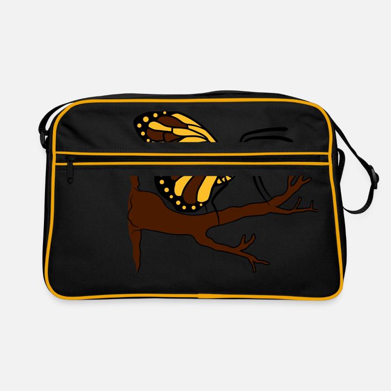 papillon sur branche arbre forêt insecte aile Sac Retro