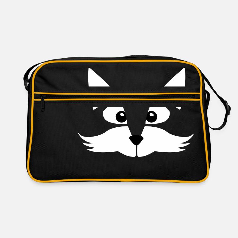 fox - fuchs - Tier - kind - Baby - Comic - Schlau - Retro Tasche - Schwarz/Gold