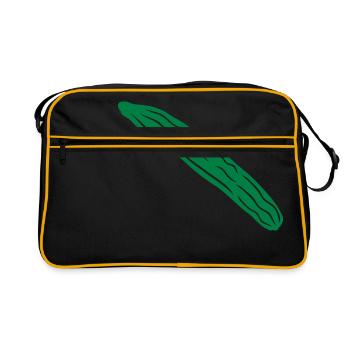 gurke - cucumber 1col - Retro Tasche - Schwarz/Gold - Vorne