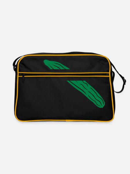 gurke - cucumber 1col - Retro Tasche - Schwarz/Gold - Vorne
