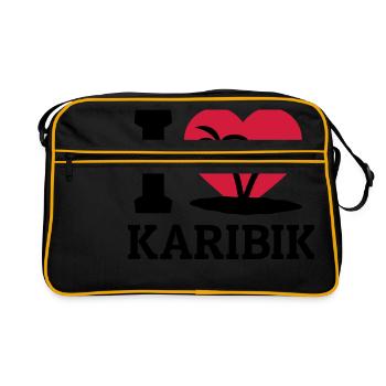 I love Karibik - Retro Tasche - Schwarz/Gold - Vorne