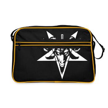 Goat Head with Pentagram (inverted) No.2_1c - Retro Bag - black/gold - Front