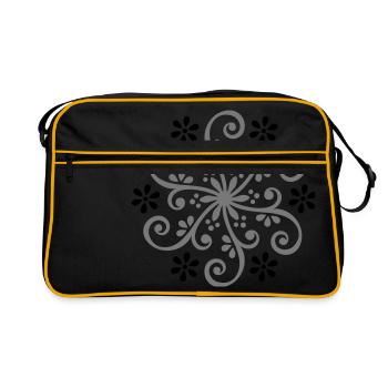 Fleurs bouddhisme ornement fleur vrillé - Sac Retro - noir/or - Devant