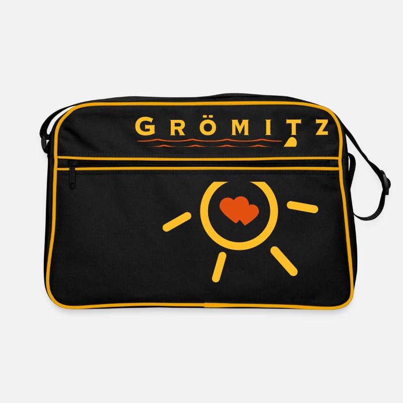 Grömitz mit Sonne und Herz. Retro Tasche