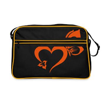 Concevez et imprimez votre propre T-shirt - coeur - Sac Retro - noir/or - Devant