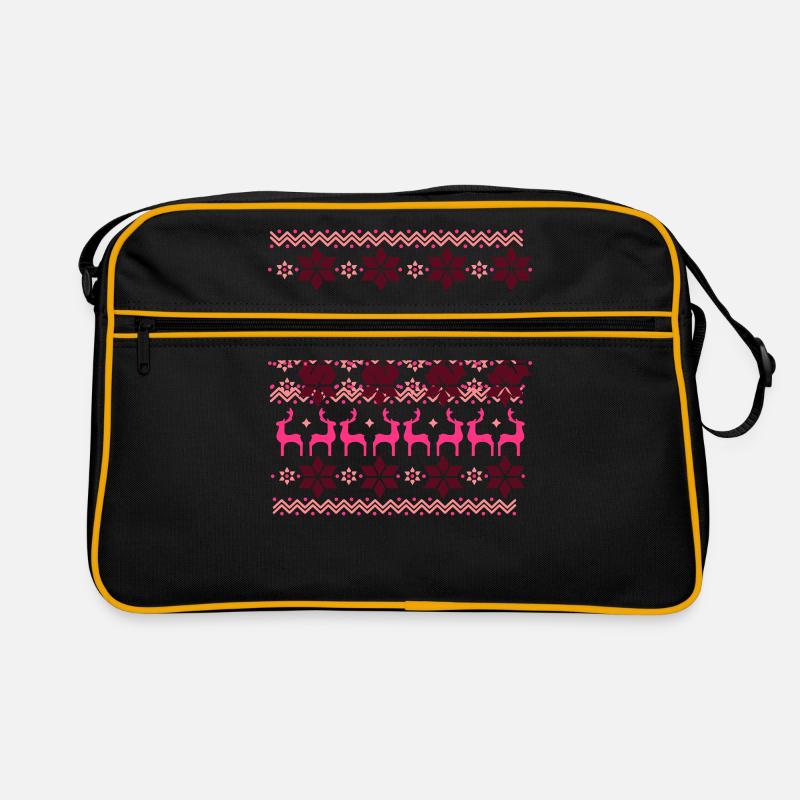Poinsettia pattern and reindeer pattern Retro Bag