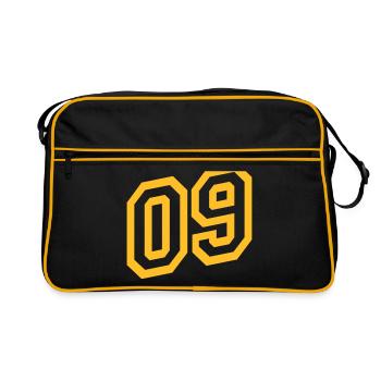 09 choose a color and add your own text - Retro Bag - black/gold - Front