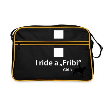 I ride a "Fribi" Western - Retro Tasche - Schwarz/Gold - Vorne
