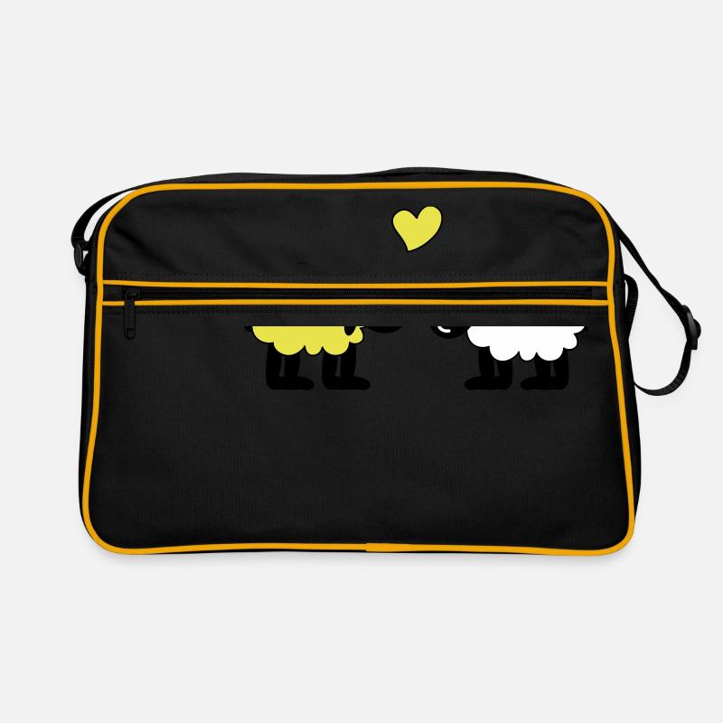 glücklich verliebte Schafe Schäfchen Lämmer Herz Retro Tasche
