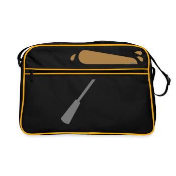 paint roller in gold and silver with splashes - Retro Bag - black/gold - Front