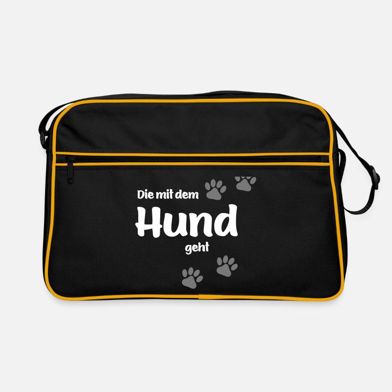Die Mit Dem Hund Geht - Edition Colored Paw - Retro Tasche - Schwarz/Gold
