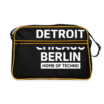 Detroit Chicago Berlin home of techno minimal Club - Retro Bag - black/gold - Front